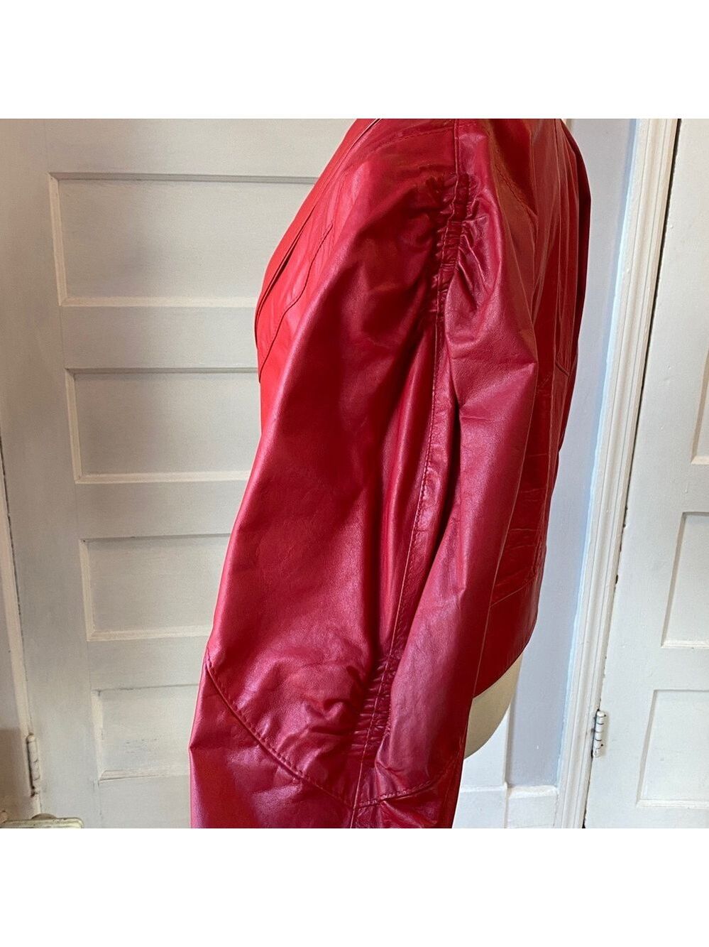 Vintage The Leather Ranch Red Genuine Leather Jacket, Size 3 - Picture 8 of 17